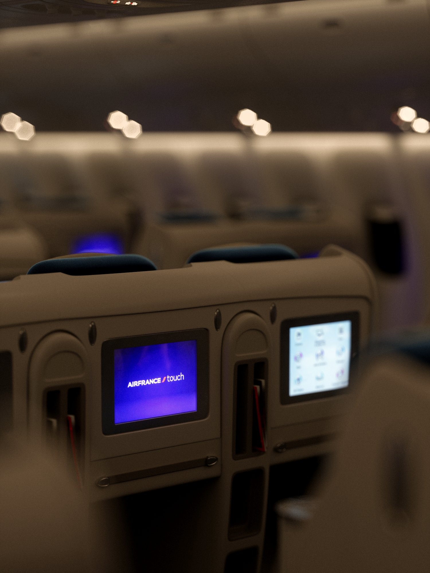 Air France cabin IFE mood lighting CGI