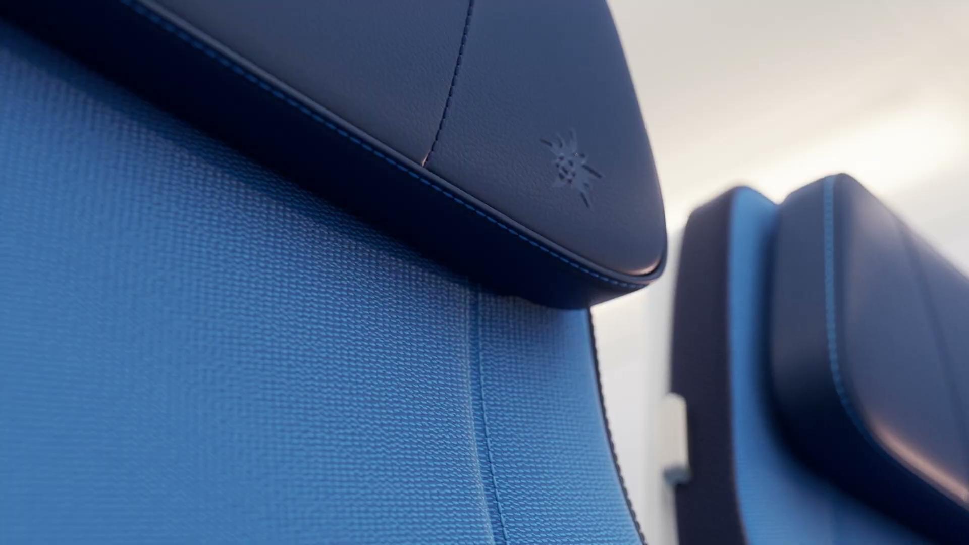 Edelweiss headrest detail with embossed flower