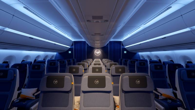 Economy cabin aisle