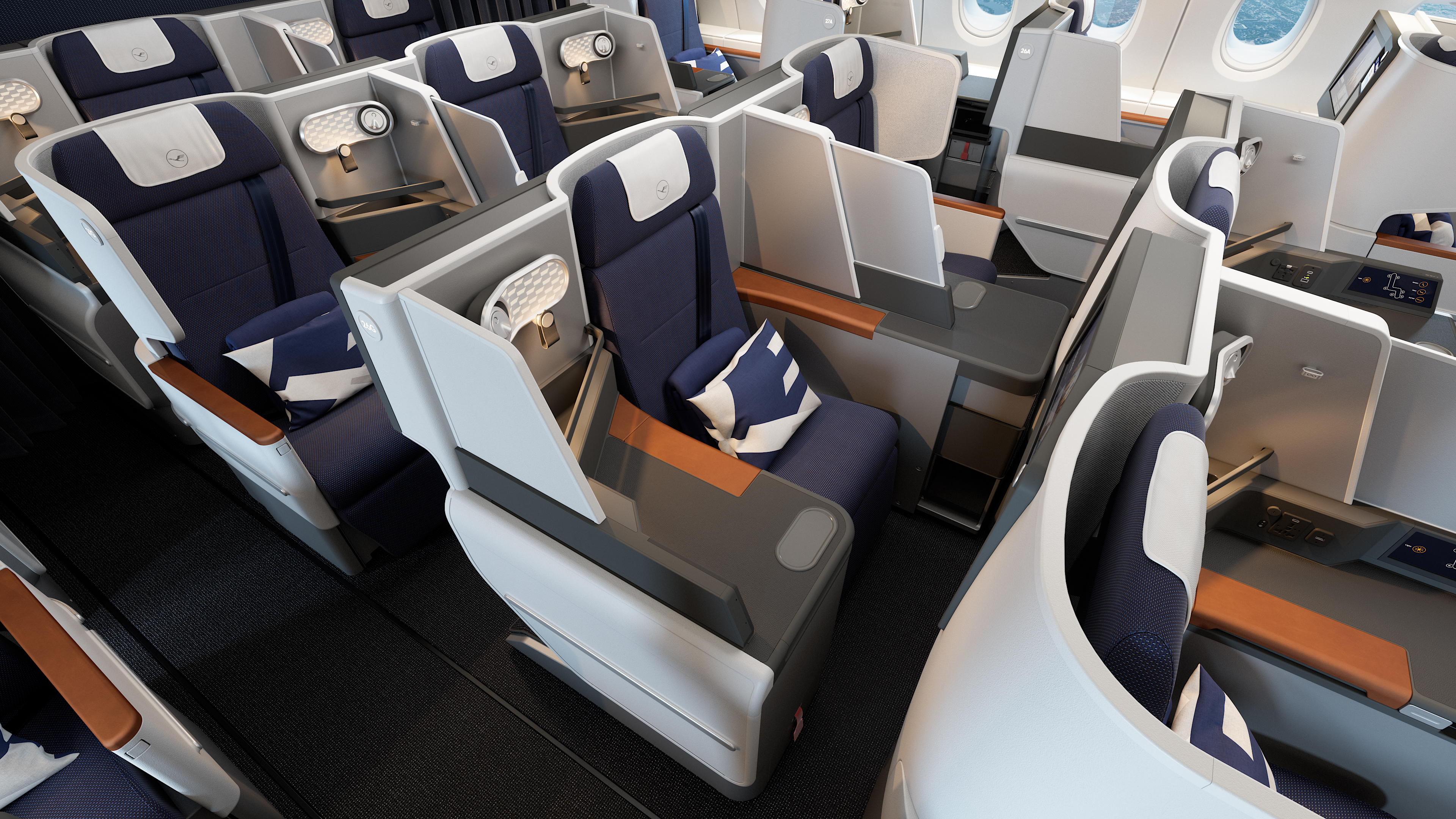 Lufthansa A380 business class cabin
