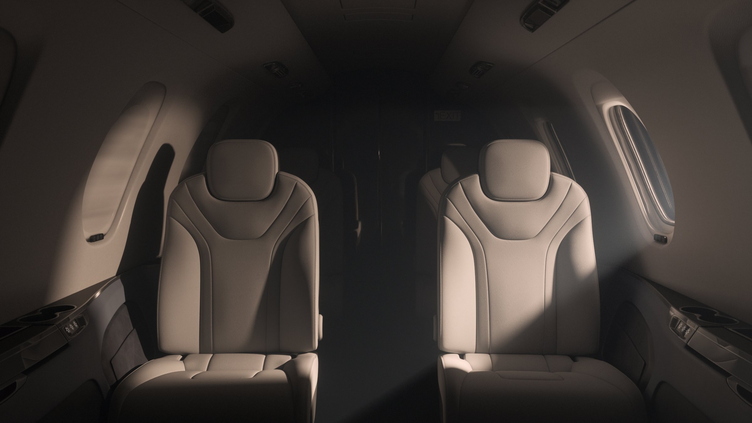 NetJets Citation Ascend cabin aisle CGI